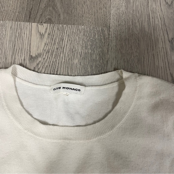 Club Monaco Knit Cream Long Sleeve Top with Ruffles - Picture 5 of 5